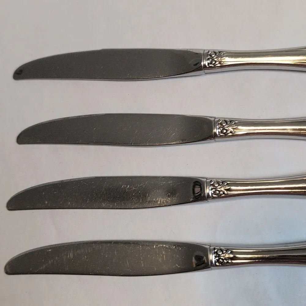 Ornate Stainless Modern Hollow Oneida Dinner Knives - Set of 4